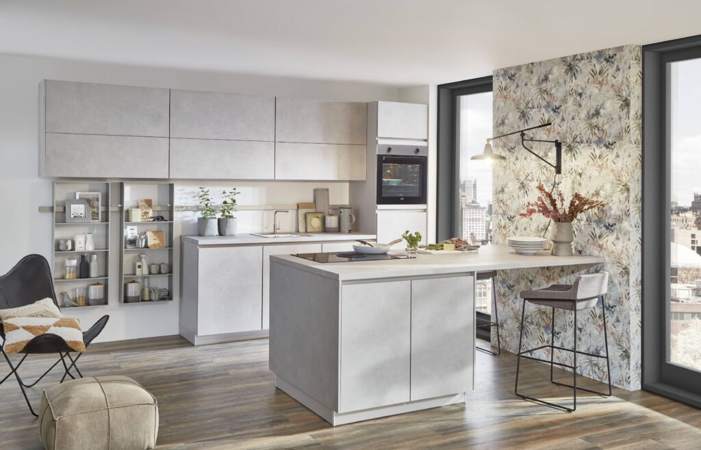 White riva kitchen by Prestons Kitchens with island